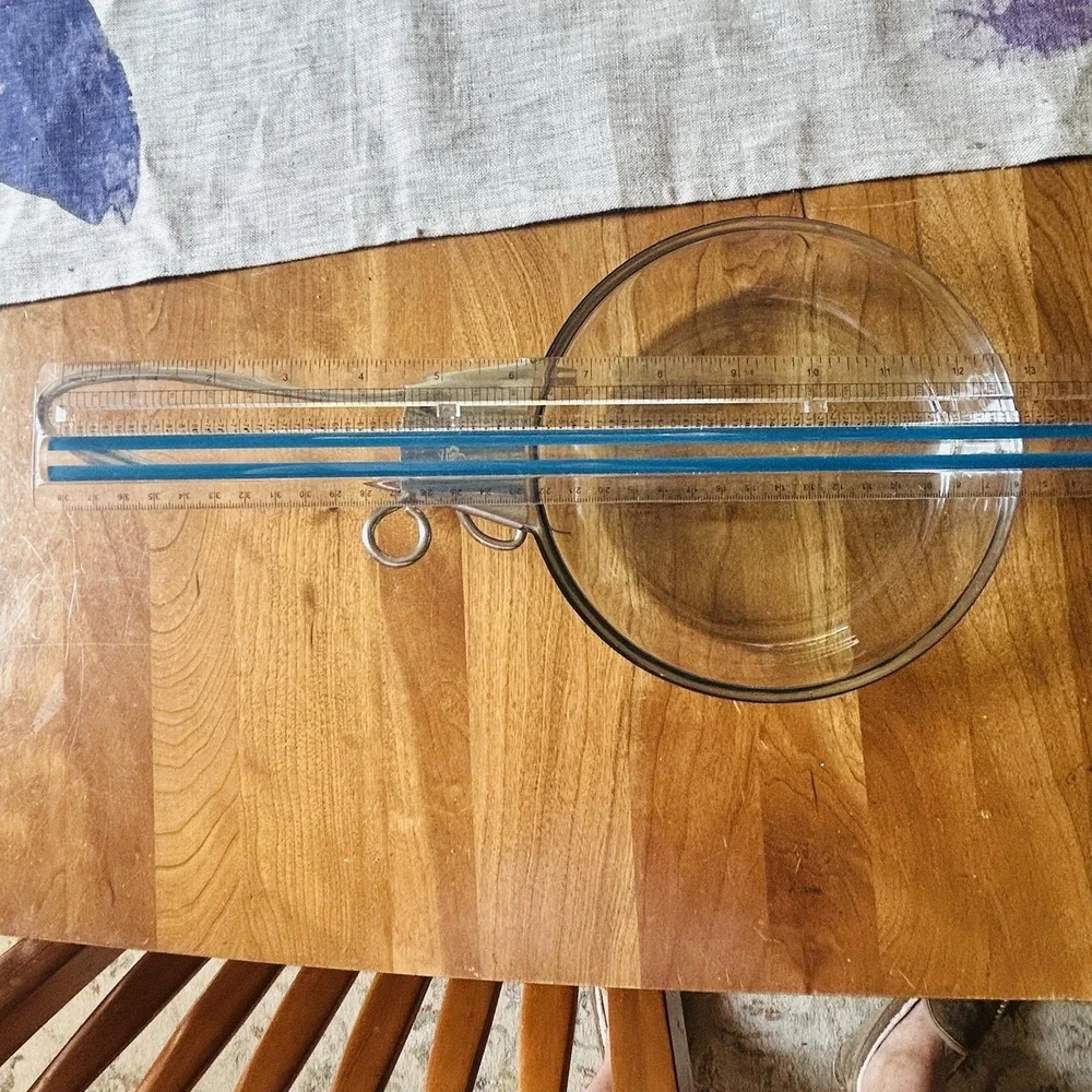 Pyrex Flameware Pan 817-B Blue Glass Skillet Metal Handle Small Saute Egg Pan